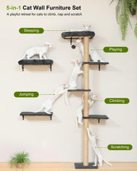 Árbol de pared FUKUMARU para gatos, plataforma elevada para trepar.