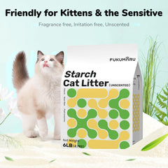 FUKUMARU arena de yuca para gatos, sin fragancia para gatitos y piel sensible.