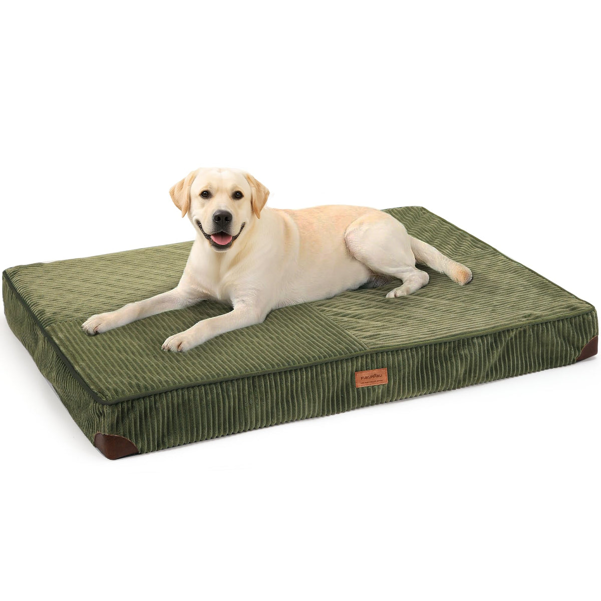 Cama FUKUMARU para perro con pana canal rayado, mayor comodidad.