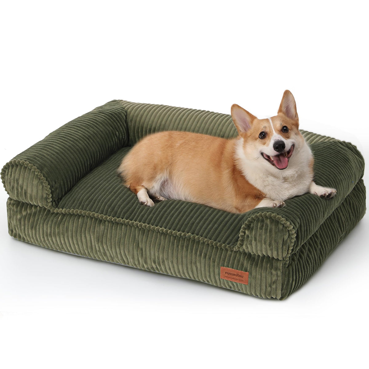 Cama de perro FUKUMARU en pana impermeable para comodidad y limpieza.