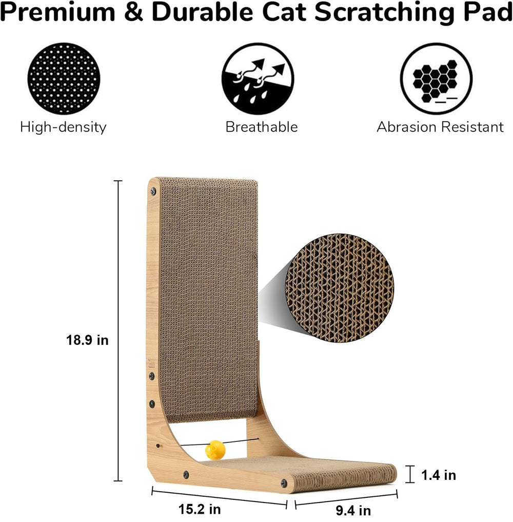 Rascador de cartón FUKUMARU natural para gatos, seguro para juego.