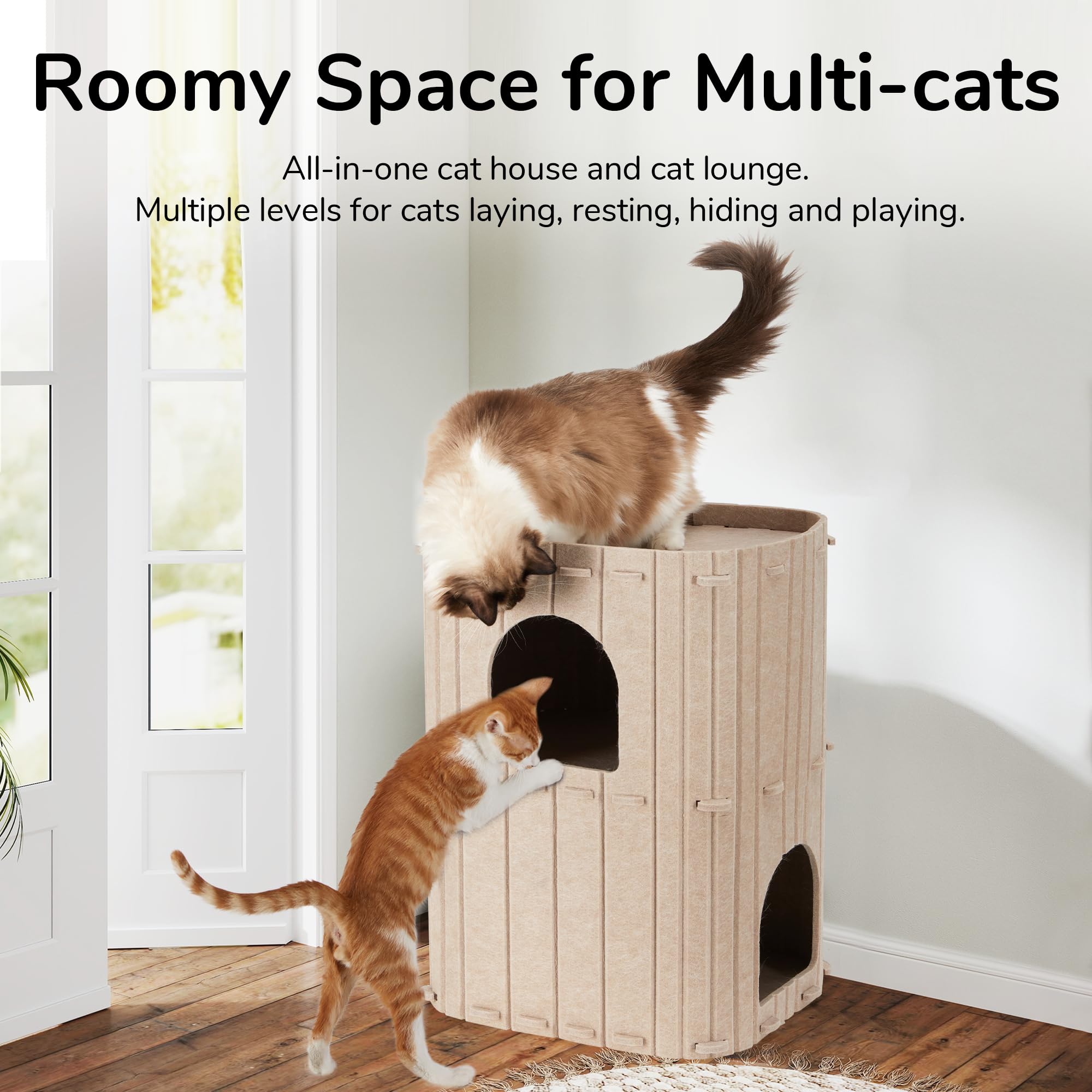 Puertas dobles FUKUMARU para juego y exploración entre gatos.