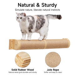 FUKUMARU usa madera y cuerda de yute natural en rascador de pared duradero.