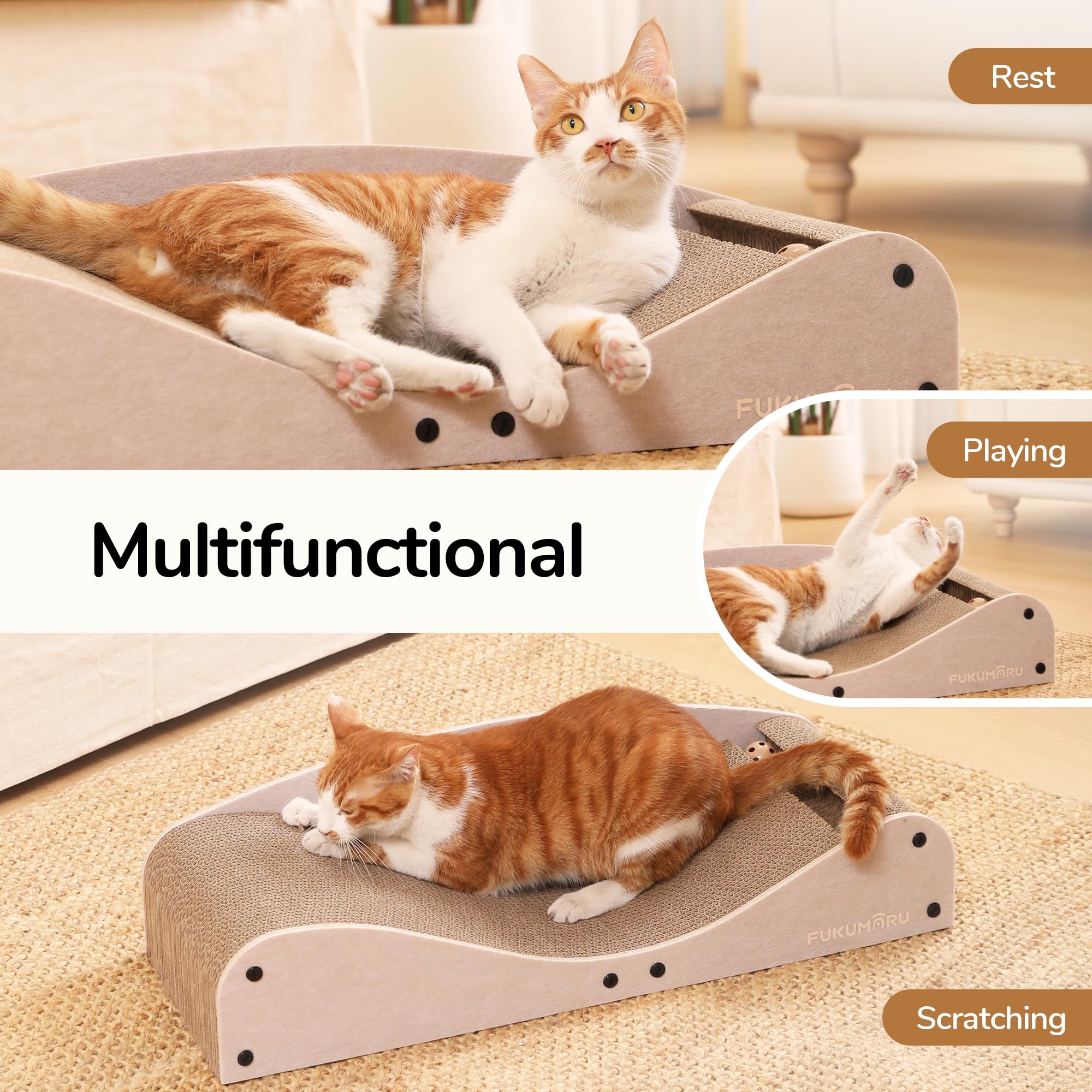 FUKUMARU materiales-naturales-carcorrugado-9mm-fieltro para gatos.