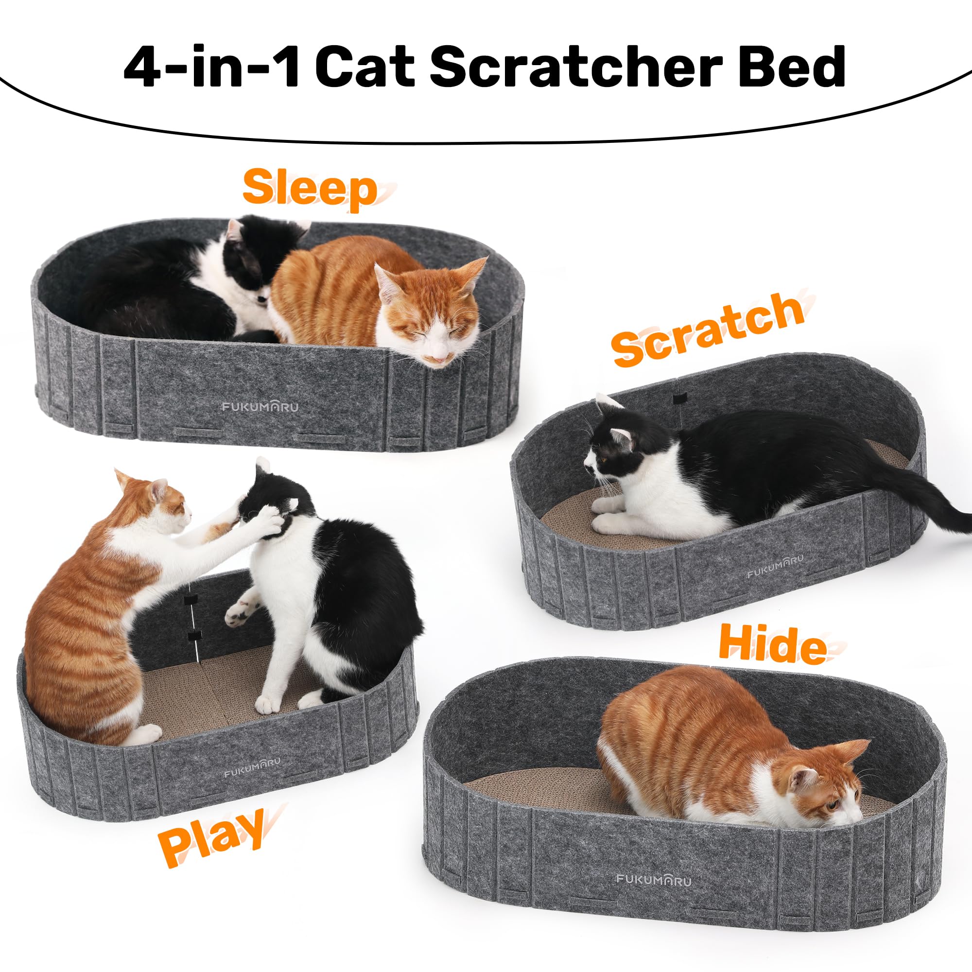 Rascador FUKUMARU para gatos, diseño dos-en-uno, rascar y descansar.