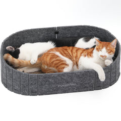 Rascador de gatos FUKUMARU con sofá 24 pulgadas, ideal para descansar y rascar.