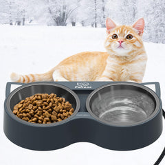 Fuliuna cuenco caliente doble para gatos mantiene agua y comida tibias