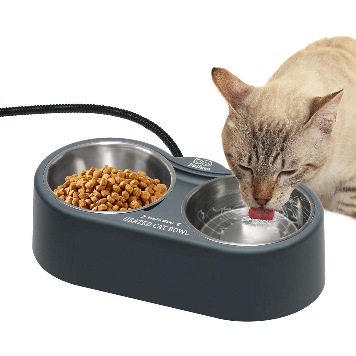 Fuliuna cuenco caliente de doble tazon, ideal para agua y comida tibia.