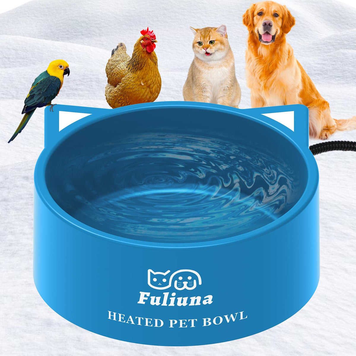 Tazón caliente Fuliuna de gran capacidad mantiene agua tibia para mascotas.