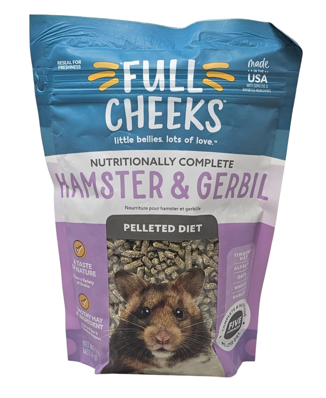 Full Cheeks dieta en pellets para hámster y jerbo, opción estable para alimentación diaria.