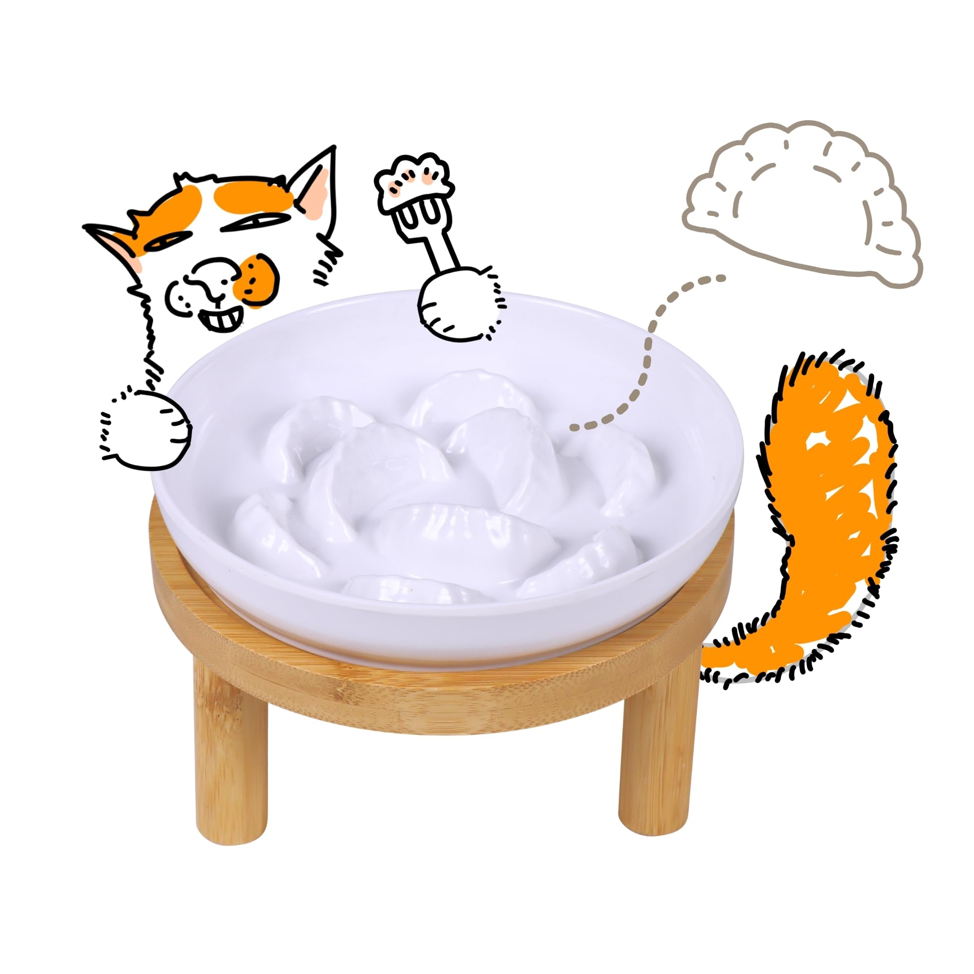 FullCharm tazón lento con soporte para gatos, comer despacio.