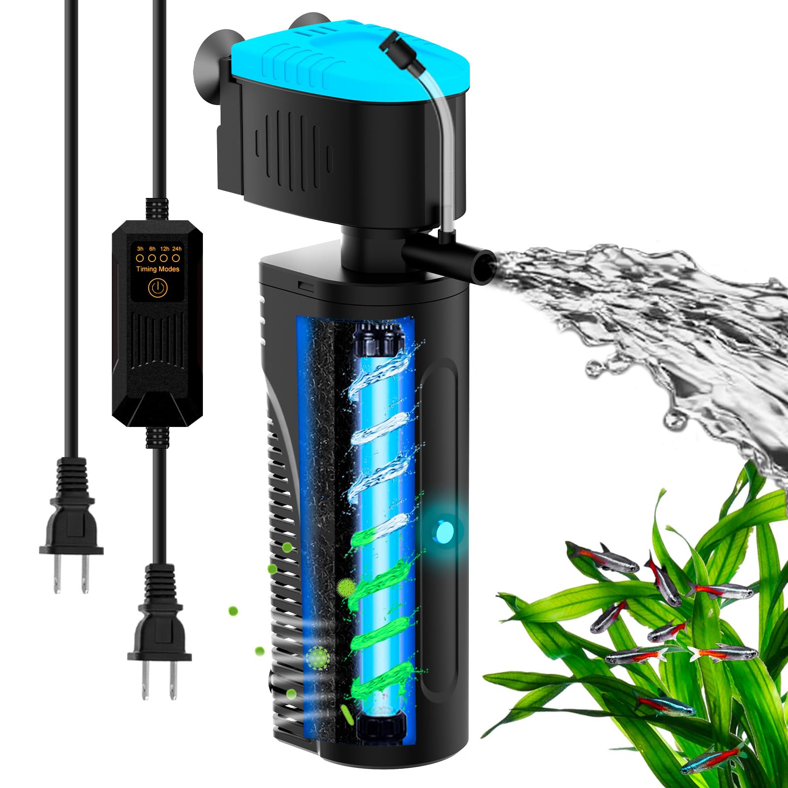 FUMAK filtro acuario con aeración y venturi para oxigenar el agua de forma eficiente.