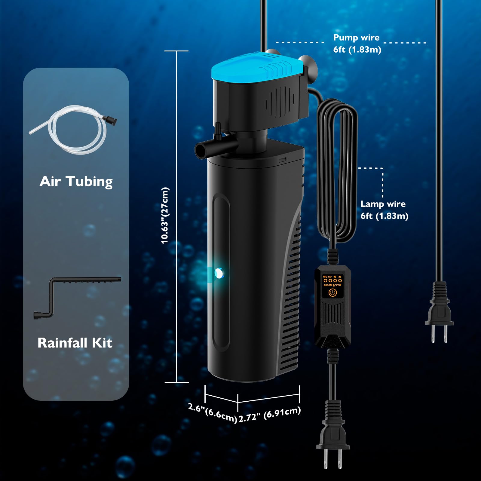 FUMAK filtro acuario diseño compacto ahorra espacio y facilita mantenimiento.