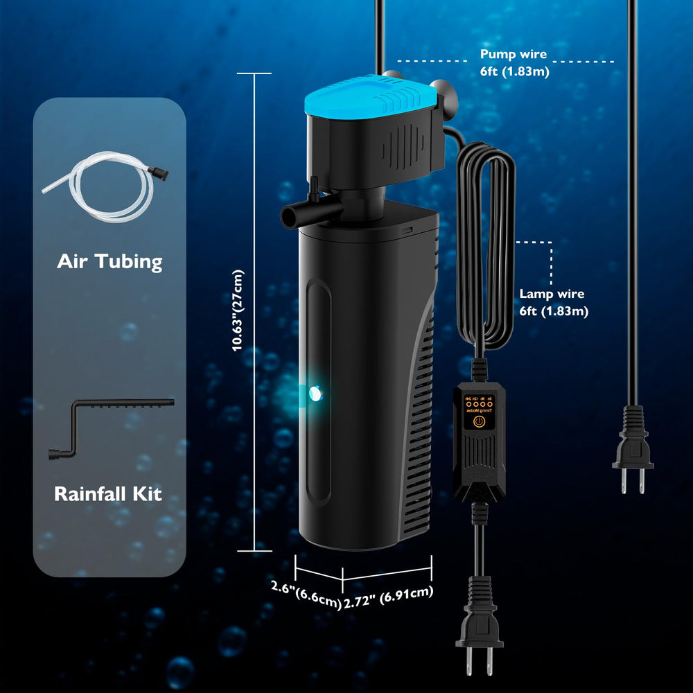 FUMAK filtro acuario diseño compacto ahorra espacio y facilita mantenimiento.