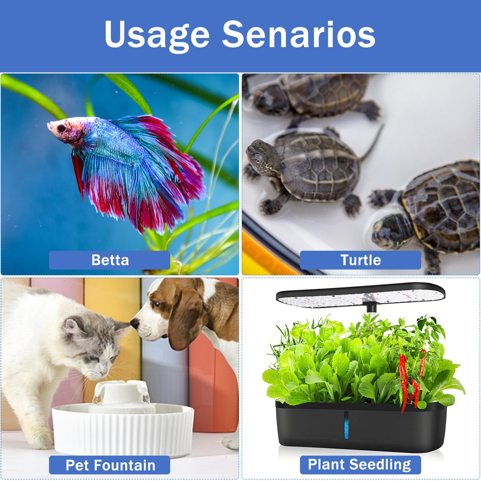 Rango de temperatura 64-93 °F de FUMAK para acuarios variados.