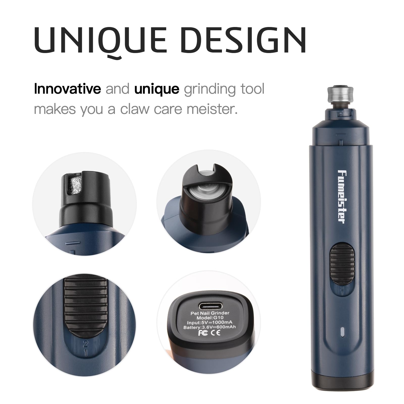 Fumeister: carga USB-C rápida para grooming en casa.