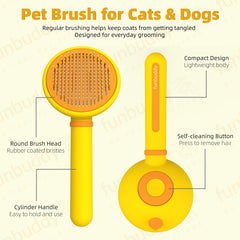 Cepillo para gatos Funbuddy con 184 pines densos penetra suavemente el pelaje para aflojar pelo.