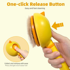 Cepillo para gatos Funbuddy mango ergonómico de 20° para un agarre firme.