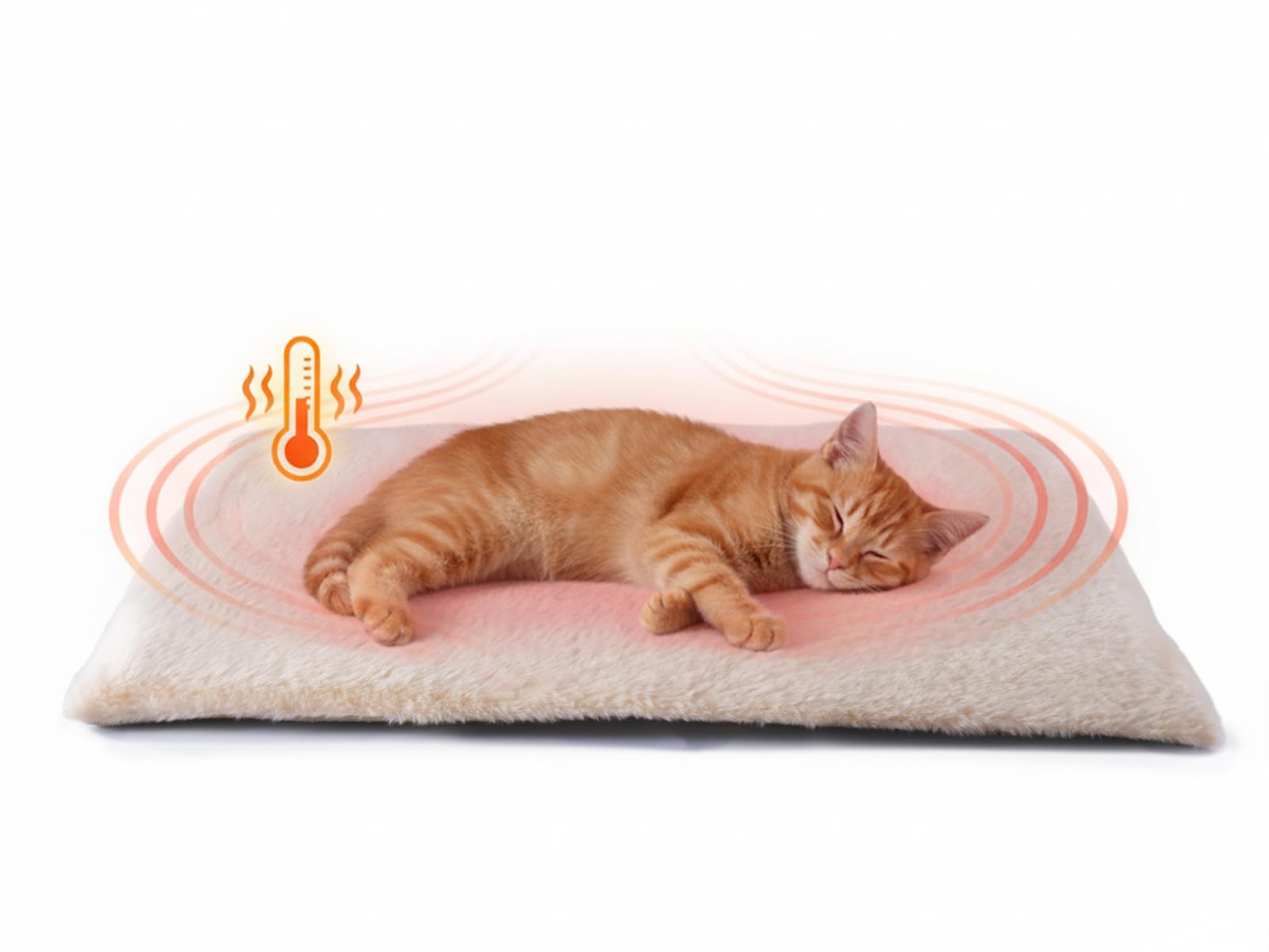 FunFurry Cama auto calentante Ivory 29x19, calor cómodo sin cables para gatos.
