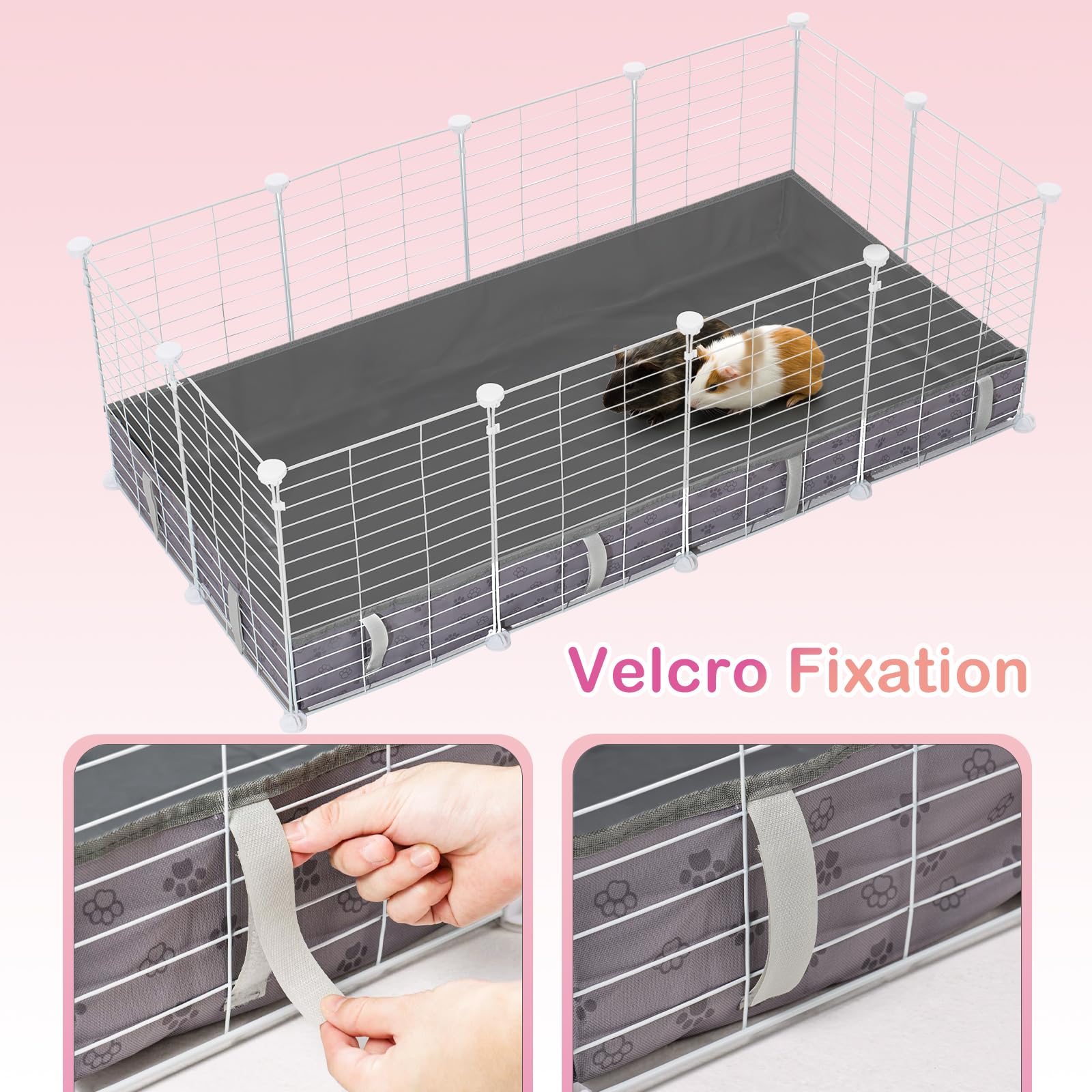 FunFurry instala rápido con Velcro para jaula de cobayas.