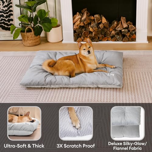 FUNNY FUZZY cama-perro-lado-lino-falso, sensación fresca para días cálidos