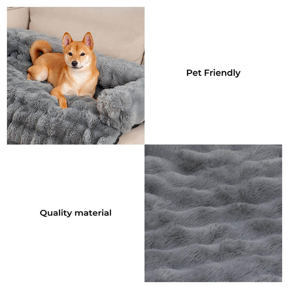 Funny Fuzzy cama-perro-sillon-gris proporciona descanso cómodo para tu mascota.