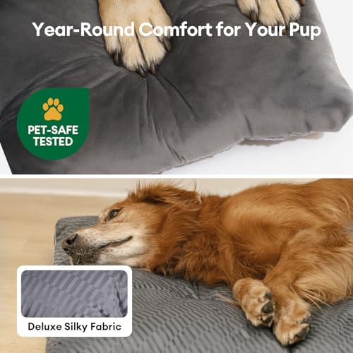 FUNNY FUZZY cama para perro XL, lado textil de lino frío para frescura