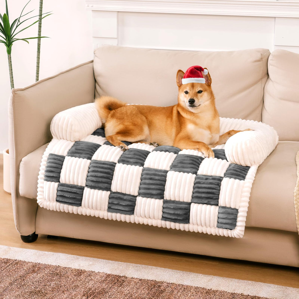 FUNNY FUZZY capa sofa crema plaid: protege el mueble y añade comodidad suave