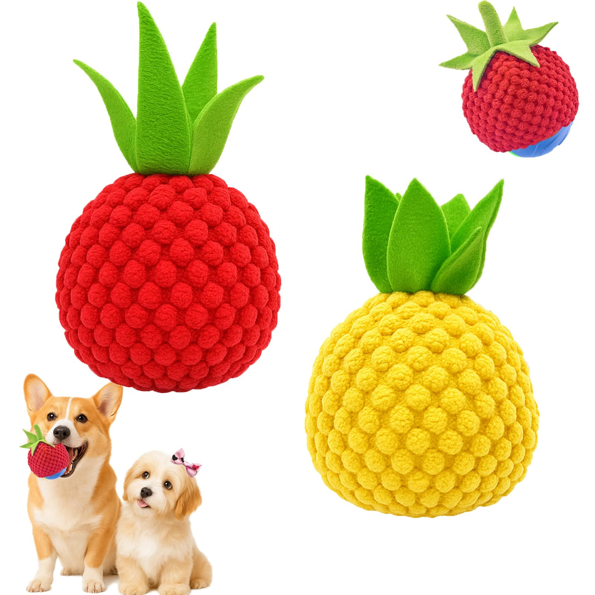 FunnyDuck cubiertas de peluche para bola de perro con tomate protegen y estilizan el juguete.