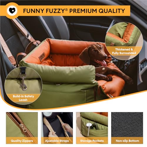 FUNNYFUZZY asiento acolchado para perros, soporte cómodo durante el viaje