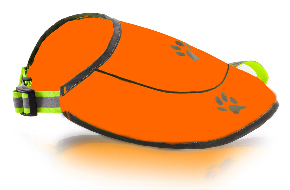 Chaleco reflectante Funtone Colors para perro naranja XL, alta visibilidad nocturna.