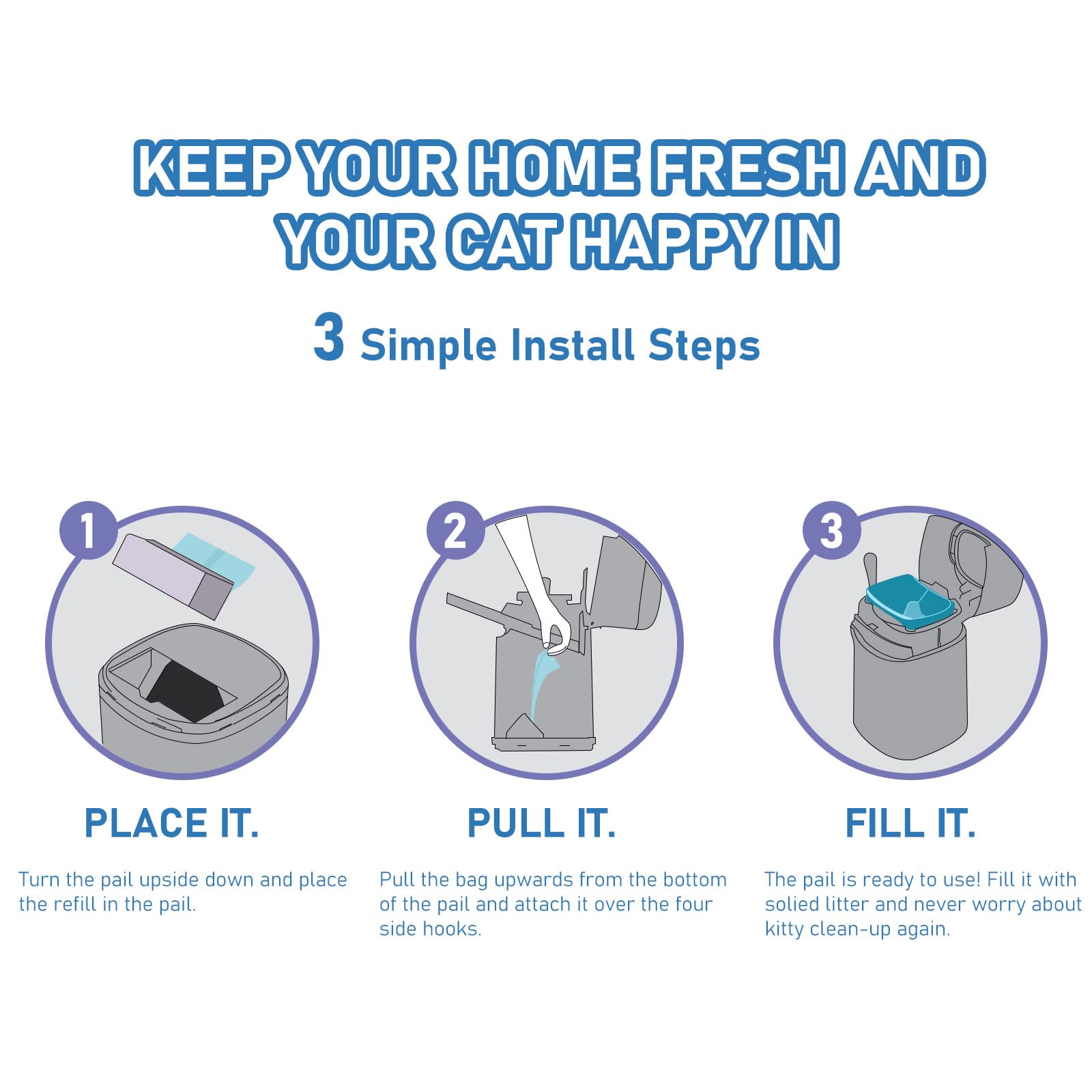 Fununcat paquete de 3 cartuchos para recambio de arena de gato.