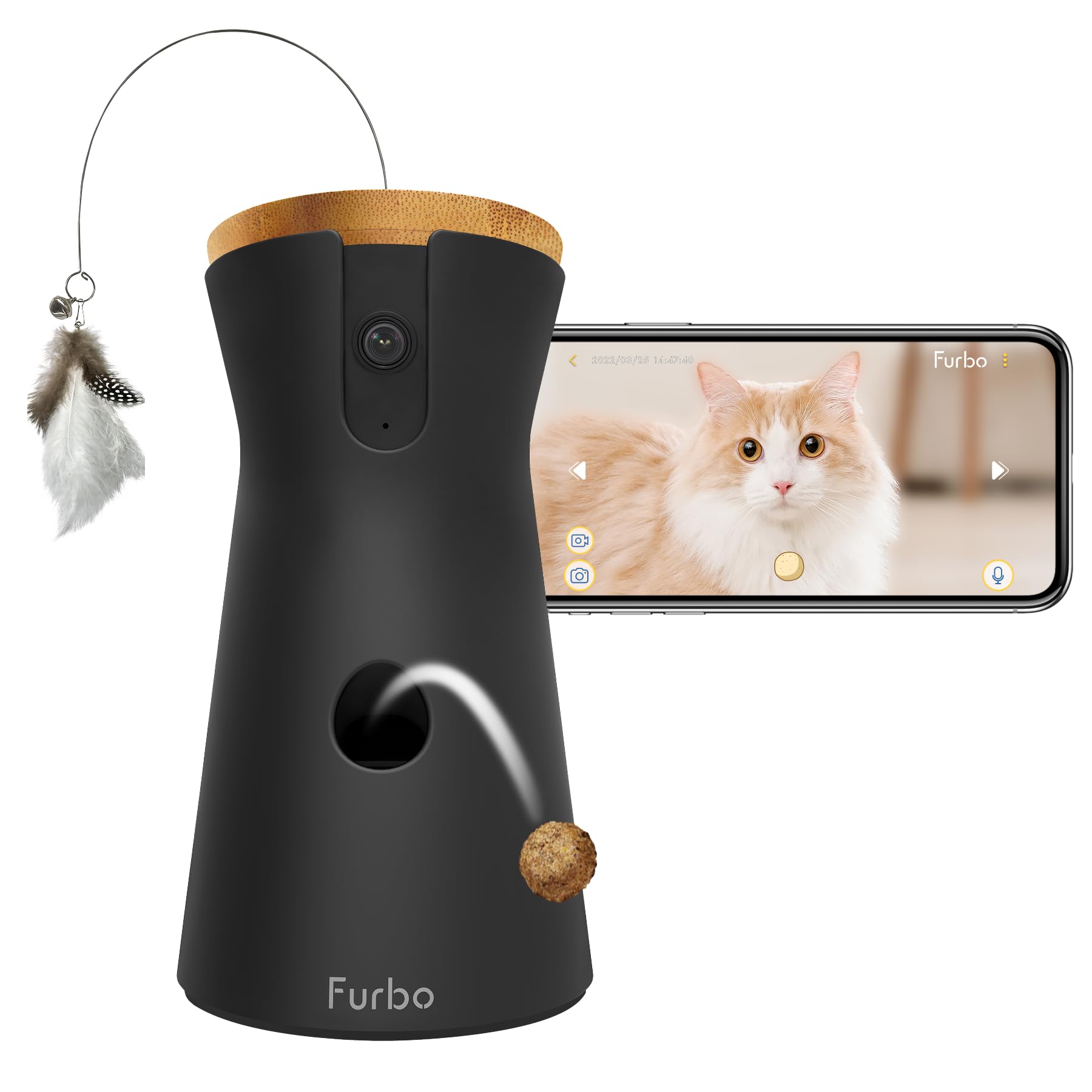 Furbo 360° Cámara para Gatos con vista panorámica para vigilar al felino día y noche.