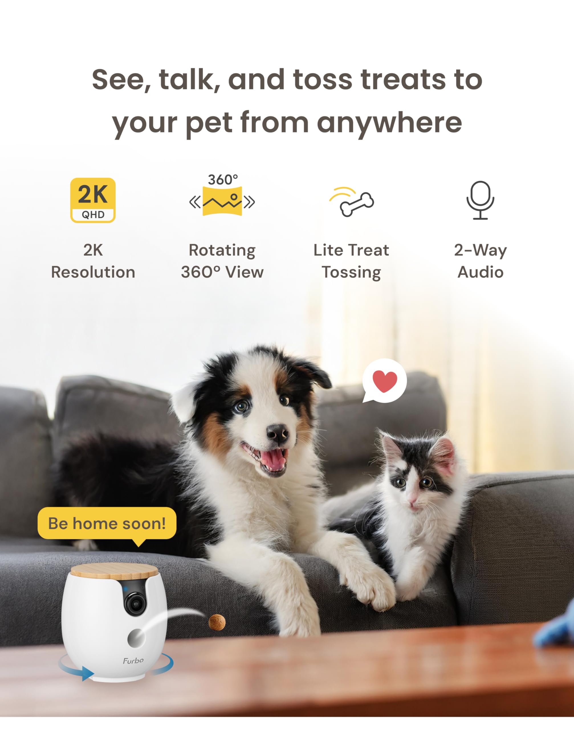 Furbo Mini 2K QHD: imagen clara para ver cada detalle de tu compañero.