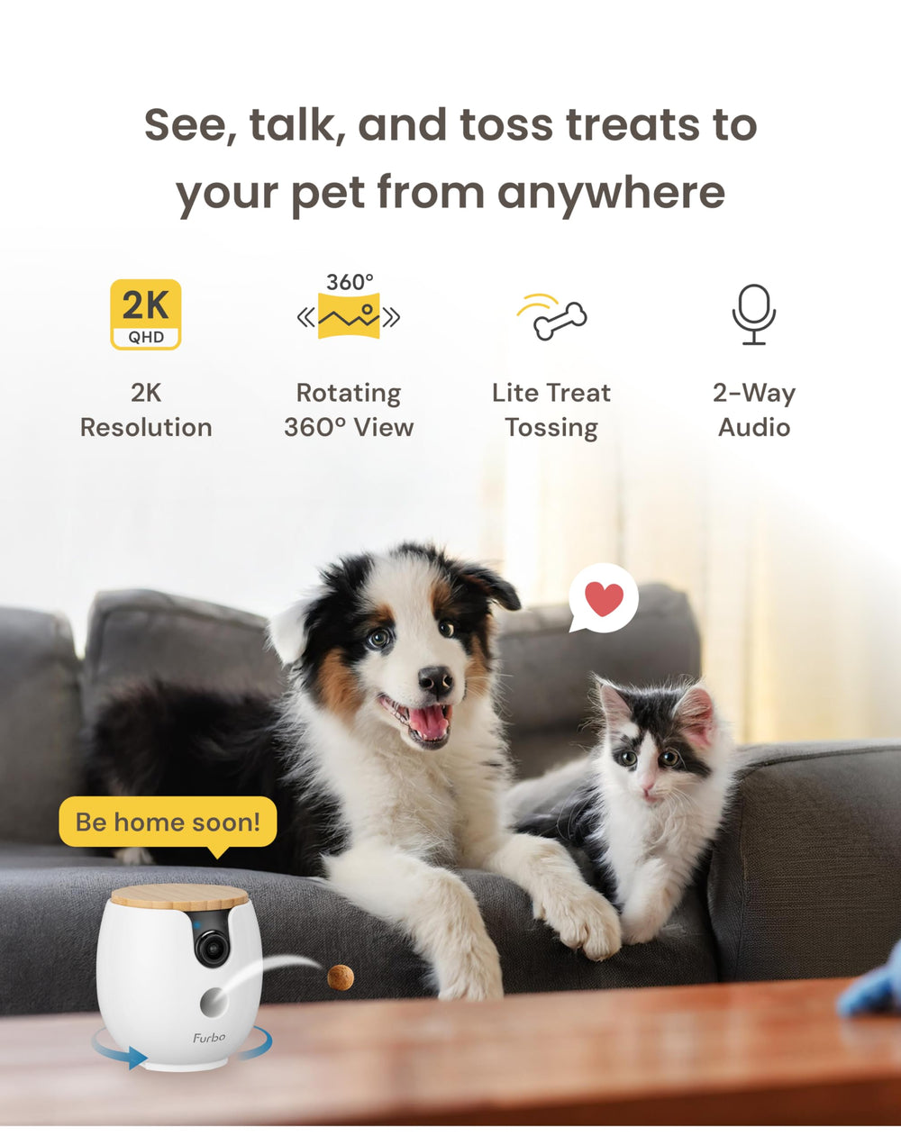 Furbo Mini 2K QHD: imagen clara para ver cada detalle de tu compañero.