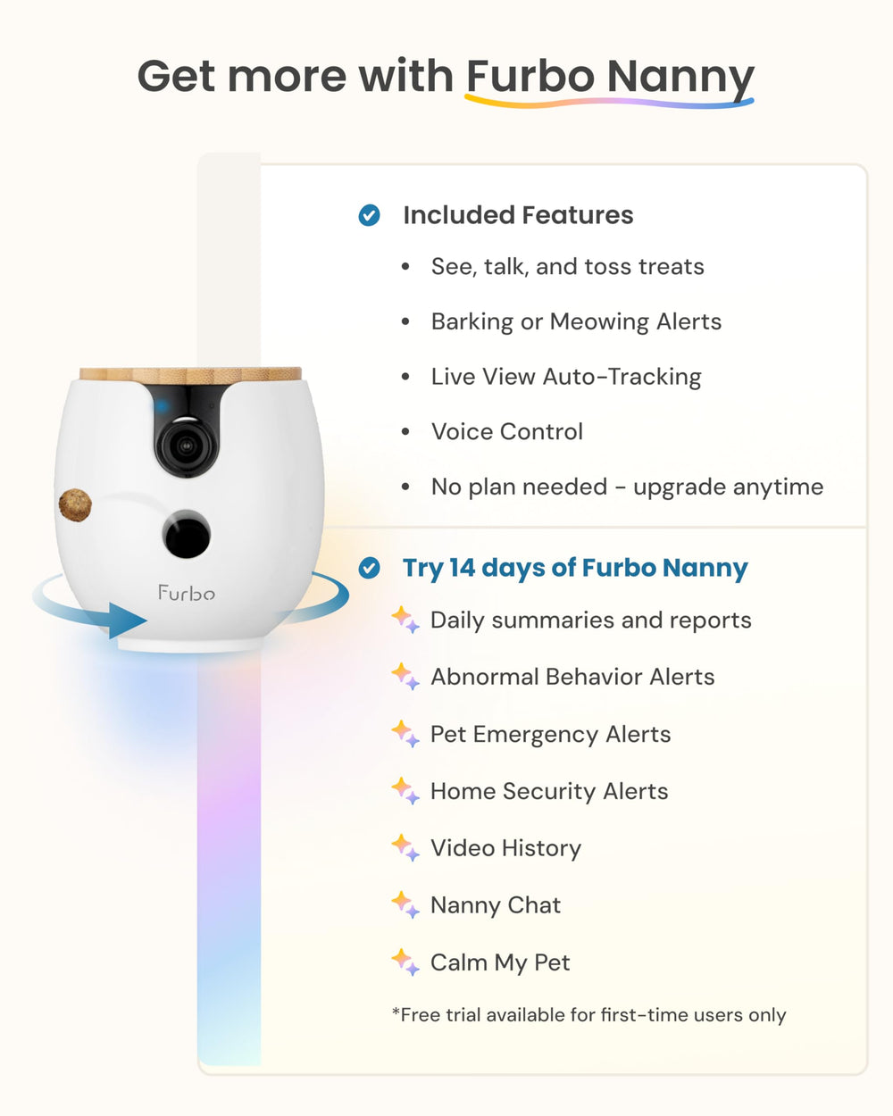 Furbo Mini alertas inteligentes: notificaciones ante eventos relevantes.