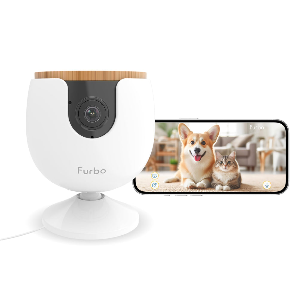 Furbo Mini en 1080p con montaje en pared para vigilar a tu mascota.