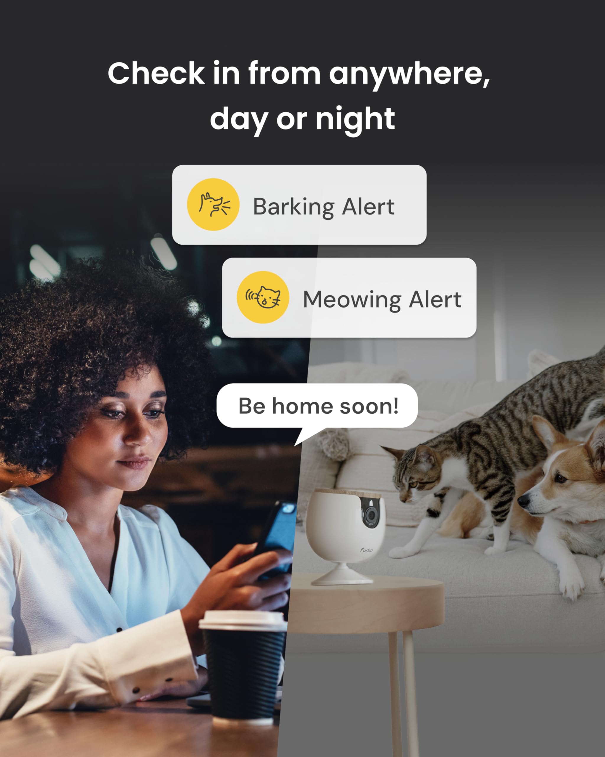 Furbo Mini control remoto desde la app para ver y hablar.