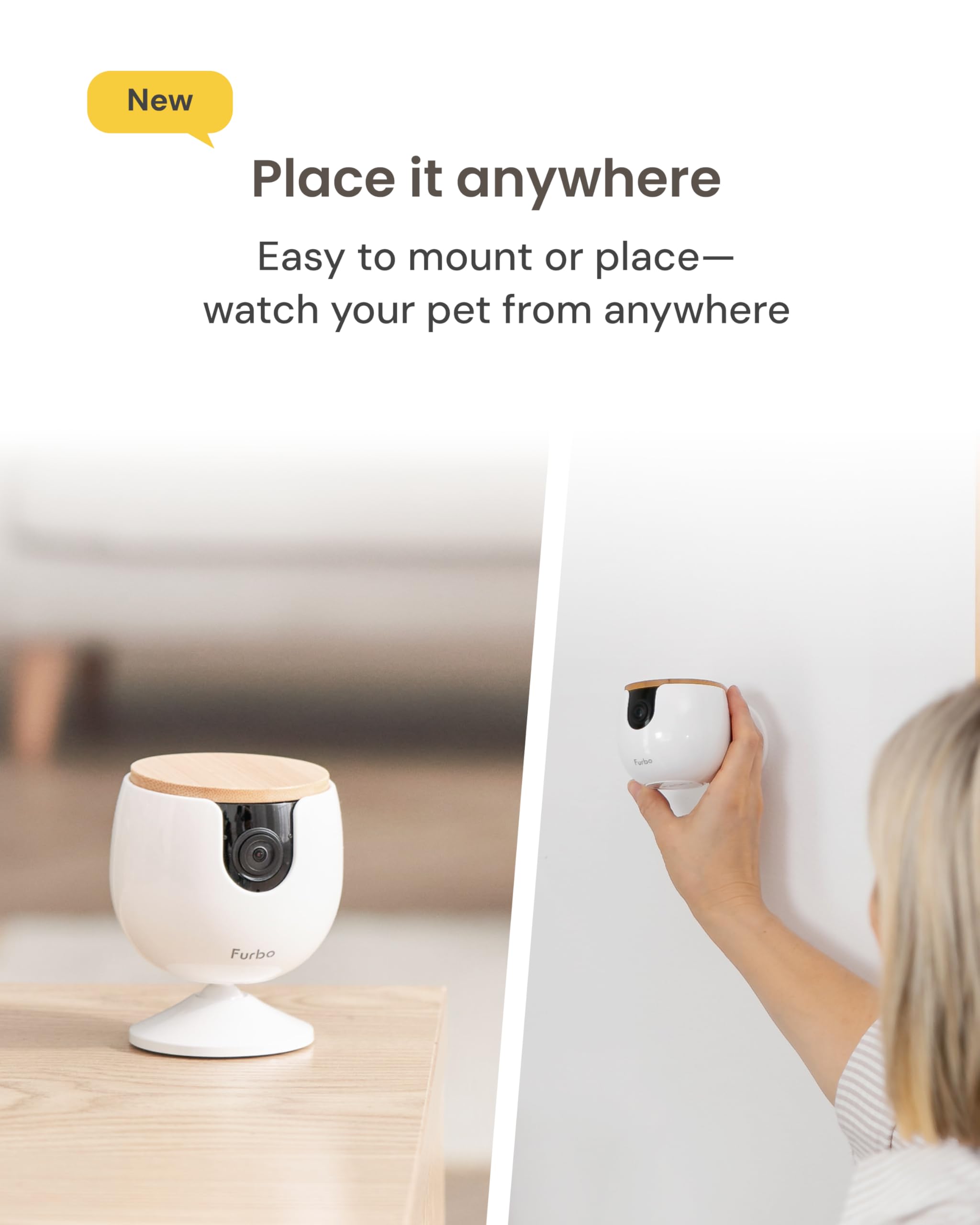 Furbo Mini monitoreo interior para vigilar a tu mascota en casa.