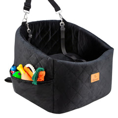 FurFrolic asiento para perro pequeño en coche con base cuadrada, para viaje estable.
