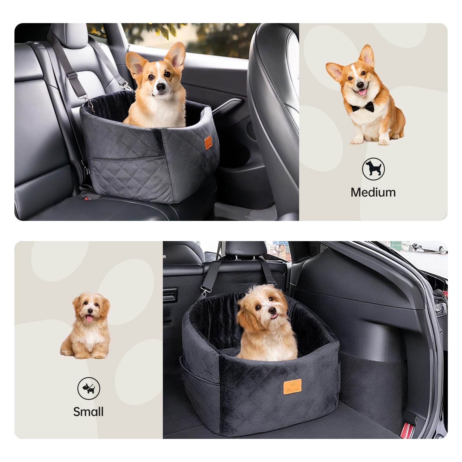 FurFrolic cinturón de seguridad ajustable y anclajes para mayor estabilidad.