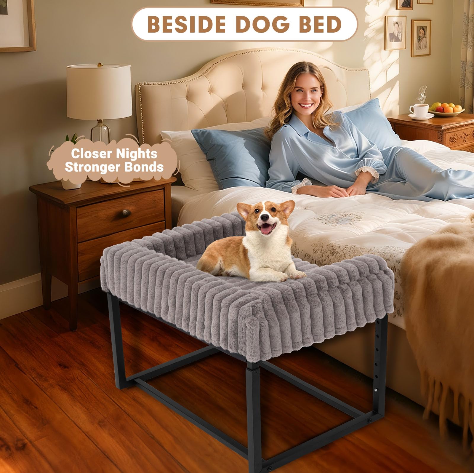 Furggis cama para perro con ajuste de altura, se adapta a tu cama.