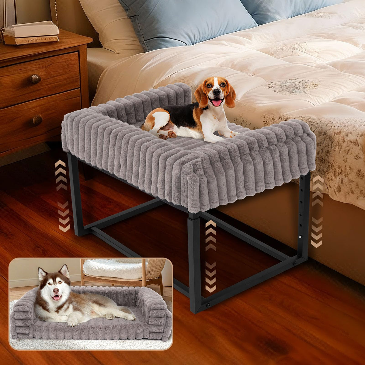 Furggis cama para perro junto a la cama, sensación de cercanía y confort.