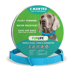 Collar FurLife para perros, foco pulgas y garrapatas, protección natural en paseos.