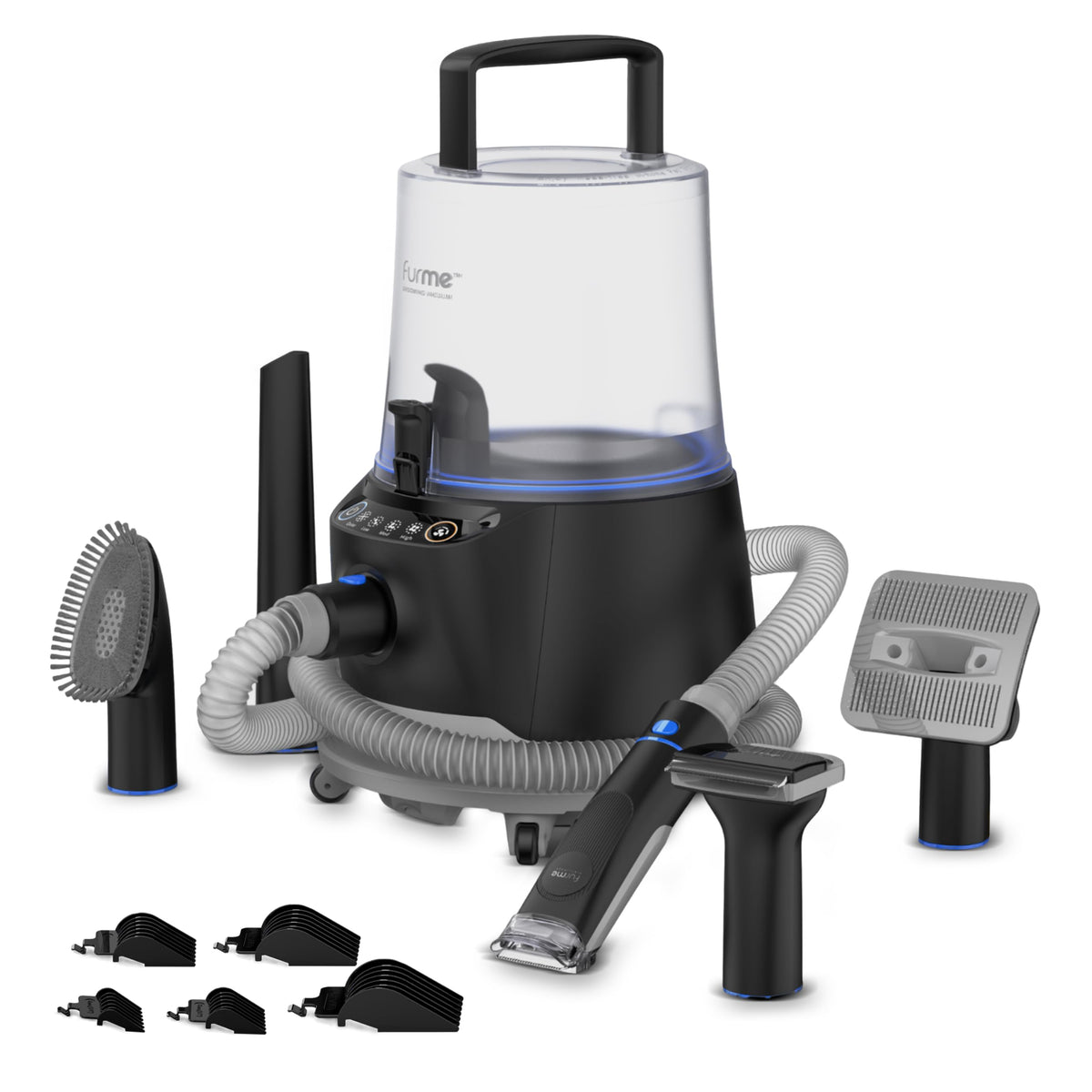 FURME kit grooming vacuum con contenedor de 4,5 L para sesiones prolongadas.