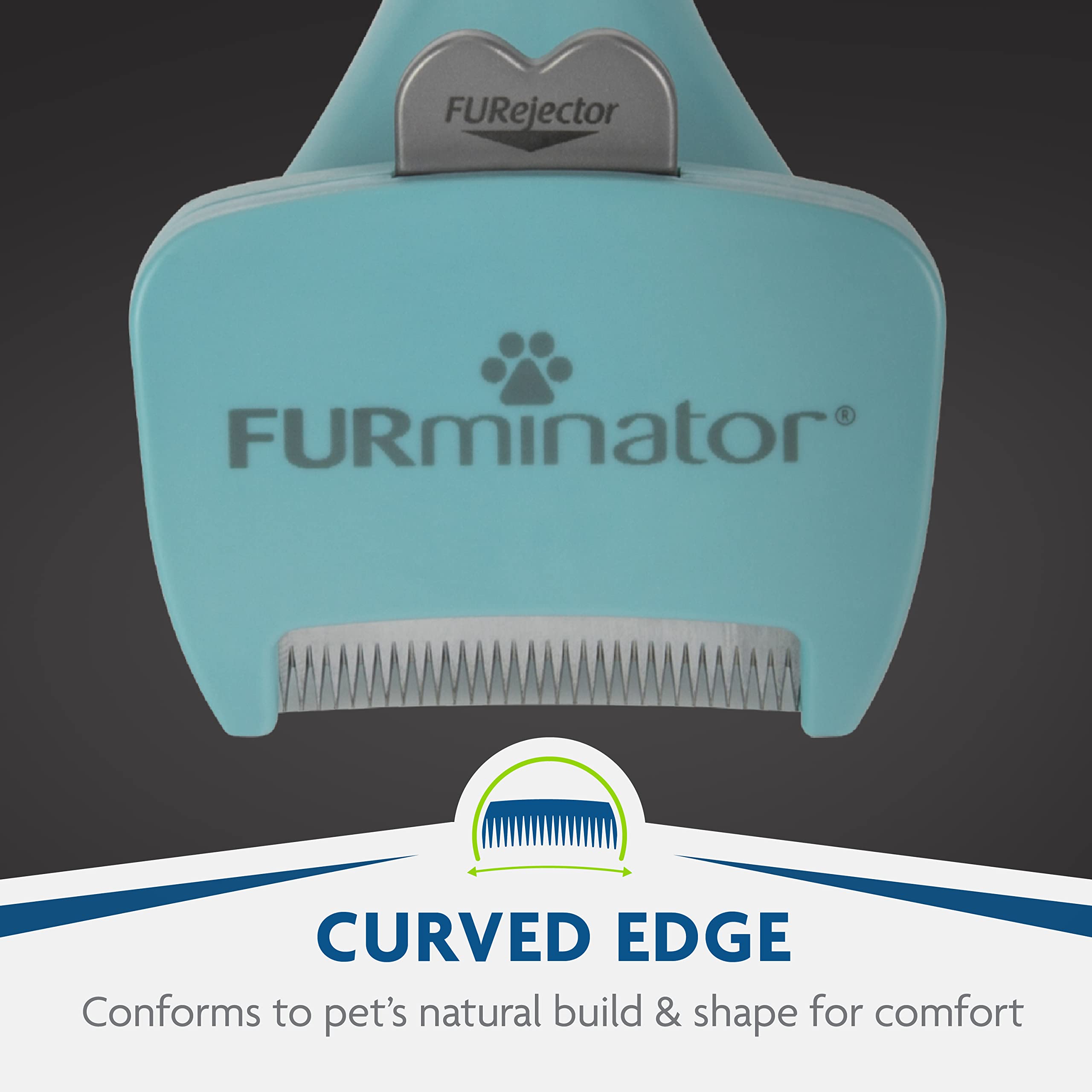Borde curvo de FURminator ofrece comodidad al gato durante el deslanado
