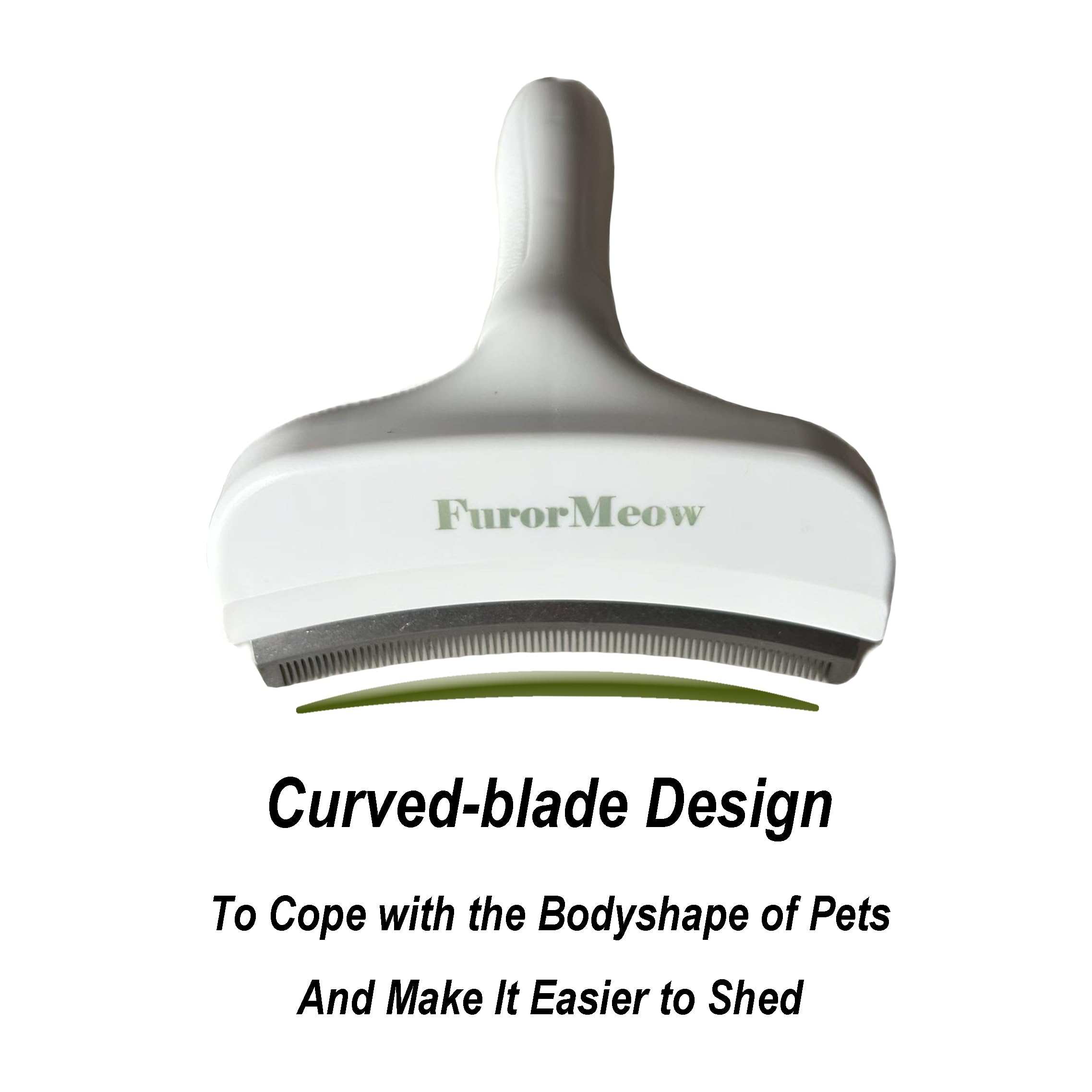 FurorMeow, dientes en V 1 mm, elimina pelo suelto entre fibras sin irritar la piel.