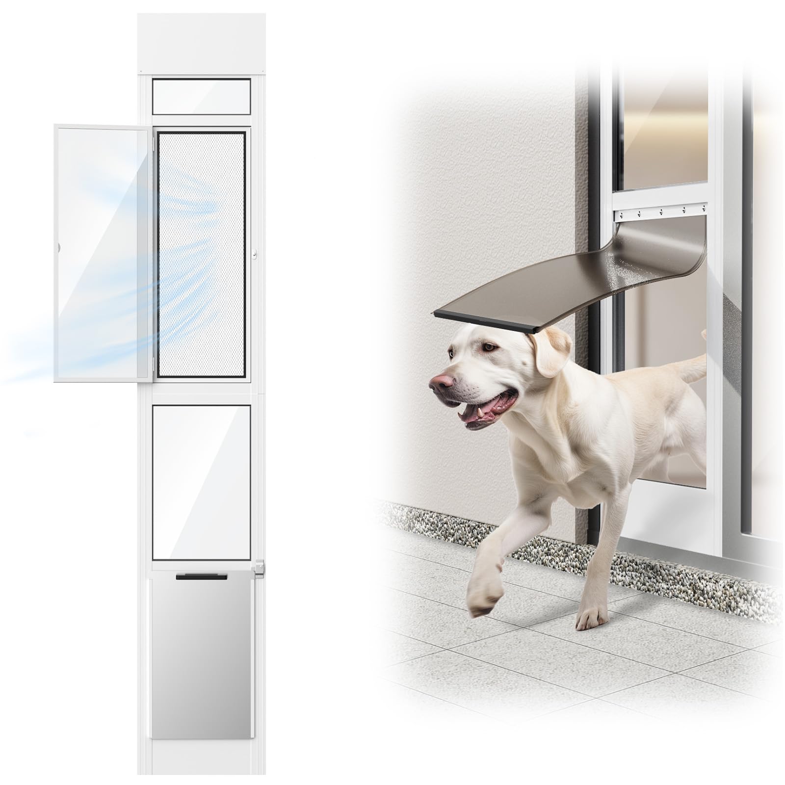 FurrFinesse puerta perro deslizante con malla para ventilación mejorada