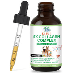 FURIEND Premium 5X Colágeno, botella con cuentagotas para dosis precisas.