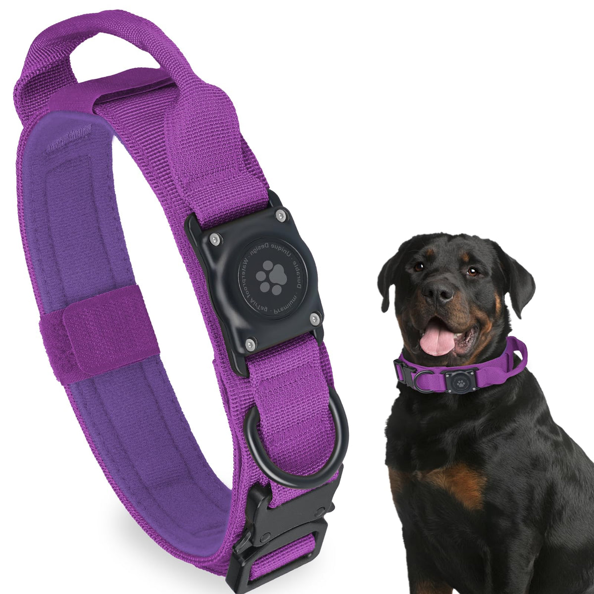 Furrigo collar con AirTag integrado y carcasa dura para protección del AirTag durante juegos